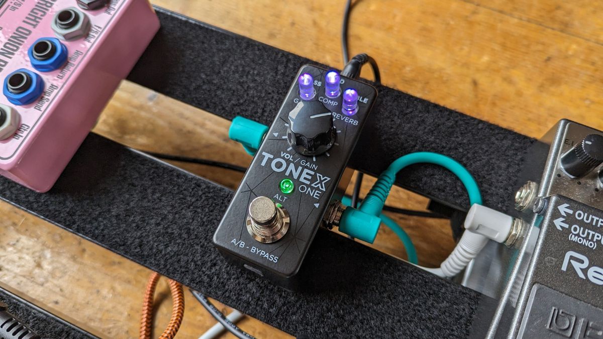 An IK Multimedia Tonex One on a pedalboard