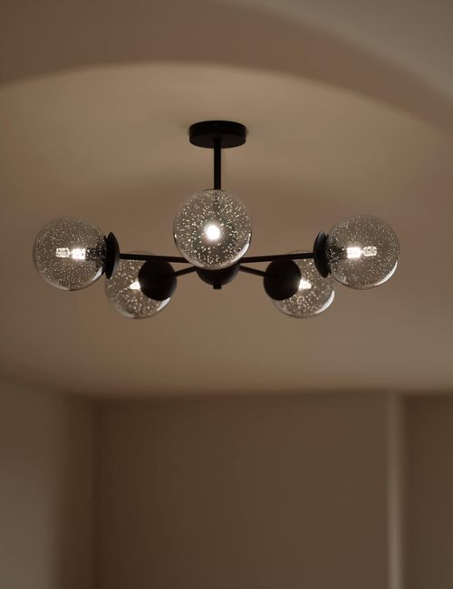 Sputnik Bubble Glass 5 Arm Flush Ceiling Light