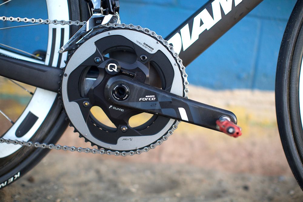 SRAM provides the crank, Speedplay the pedals and Quarq the power meter.
