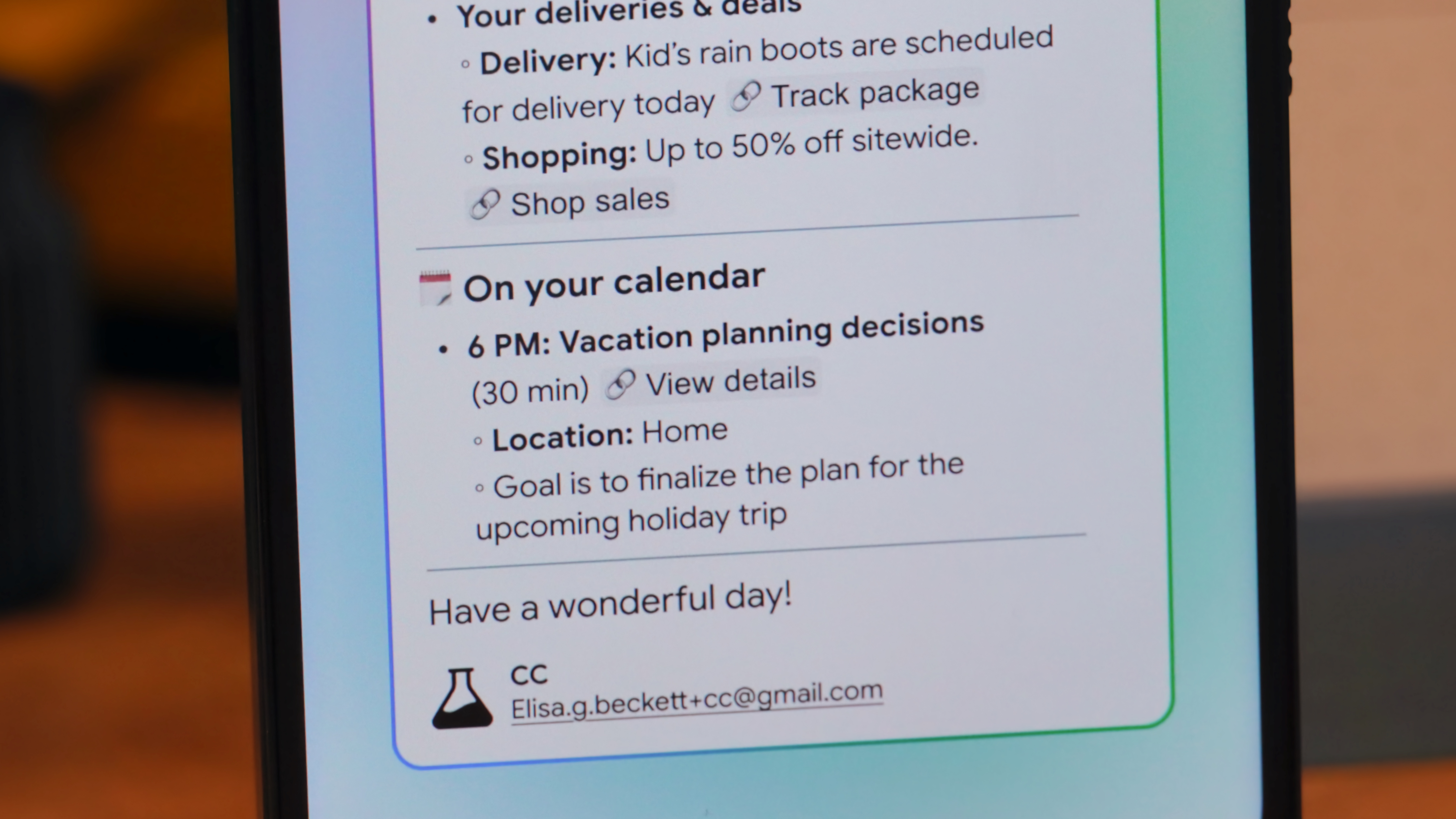 The Google CC agent in Gmail.