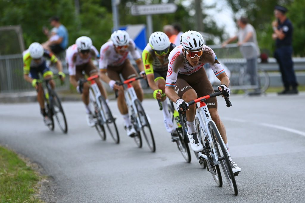 WALLERS FRANCE JULY 06 Bob Jungels of Luxembourg and AG2R Citren Team competes during to the 109th Tour de France 2022 Stage 5 a 157km stage from Lille to WallersArenberg TDF2022 WorldTour on July 06 2022 in Wallers France Photo by Tim de WaeleGetty Images