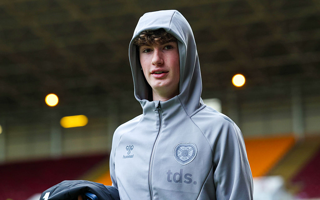 MOTHERWELL, SCOTLAND - NOVEMBER 29: Hearts' James Wilson arrives during a William Hill Premiership match between Motherwell and Heart of Midlothian at Fir Park, on November 29, 2025, in Motherwell, Scotland. (Photo by Craig Foy/SNS Group via Getty Images)