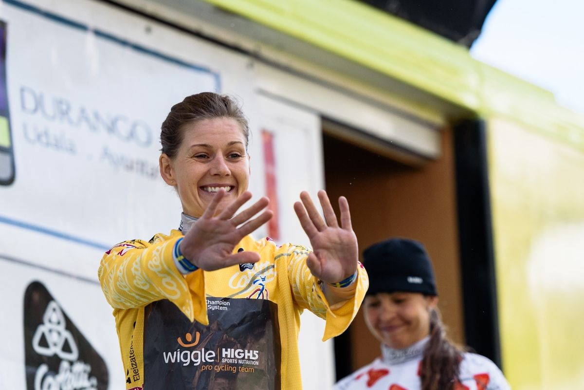 Emma Johansson tries on the yellow jersey for another day