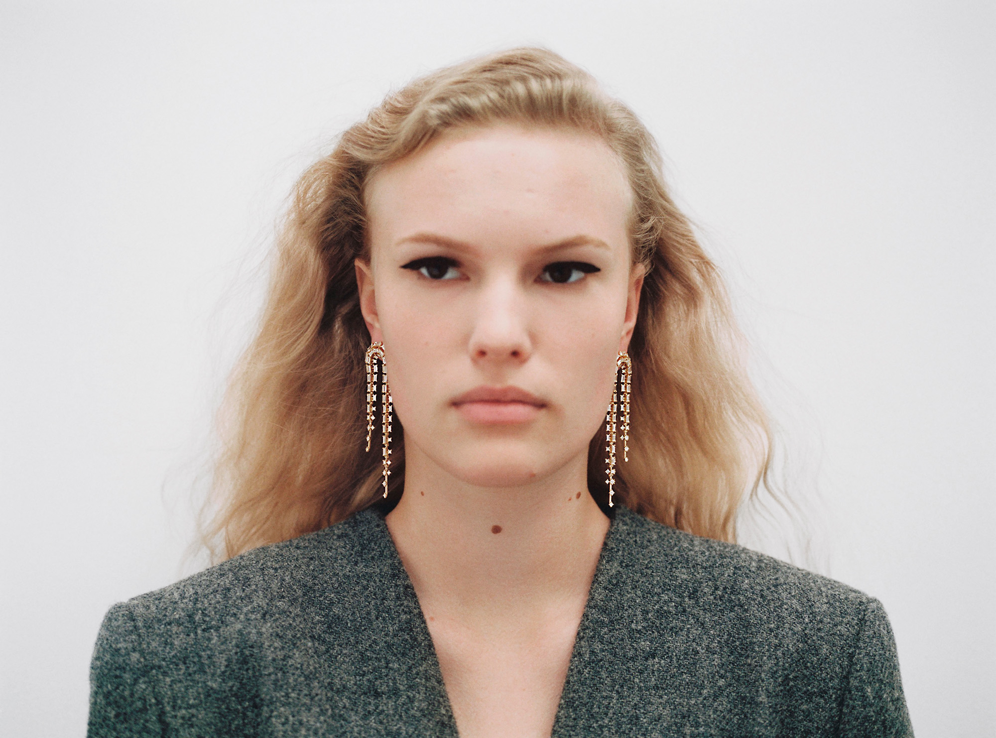 woman wearing diamond jewellery