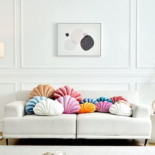 Seashell shaped accent throw pillows