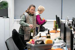 Stacey Slater and Jean Slater are on a cleaning job.