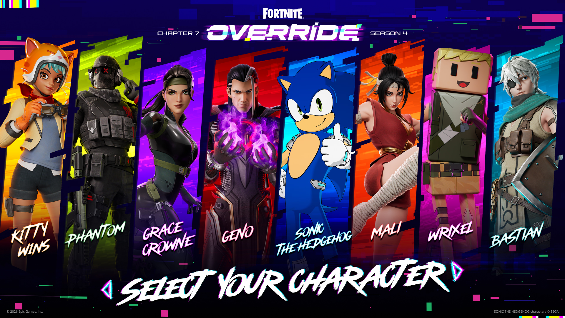 Character selection for Fortnite Season 4 in Chapter 7
