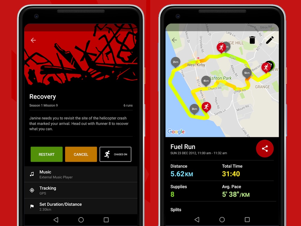 a screenshot from the Zombies, Run! running app
