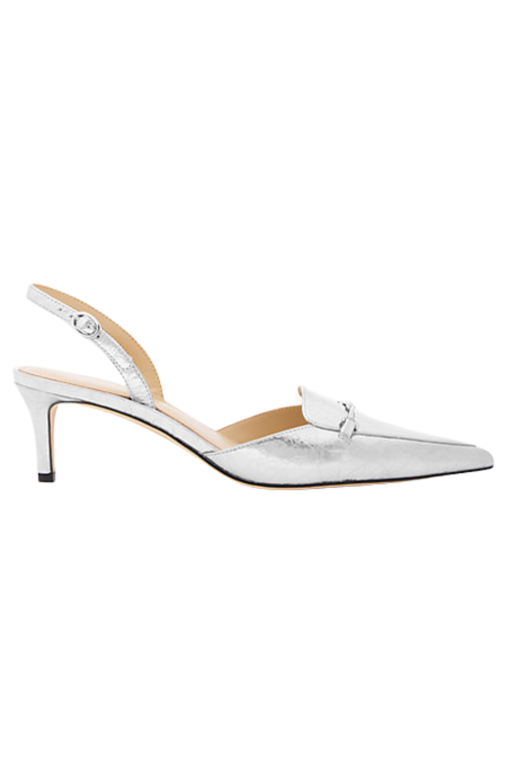 Lena Crackled Metallic Leather Slingback Pump