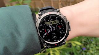 Amazfit T-Rex Ultra watch on woman's wrist