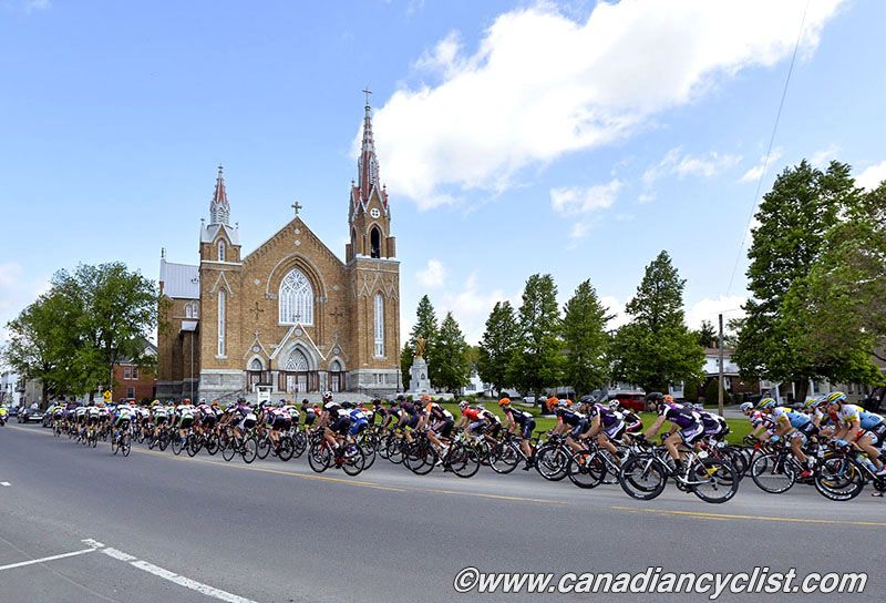 Peloton heads out of Lac Megantic