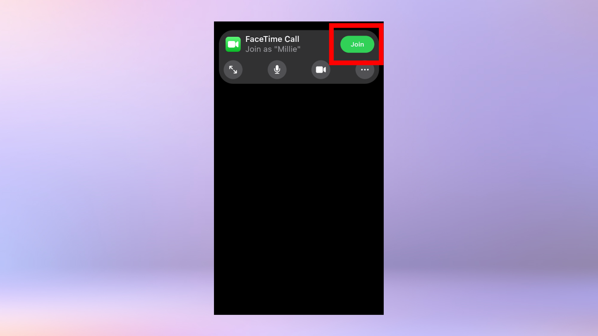 Снимок экрана Facetime на Android, показывающий, что пользователь присоединяется к звонку.