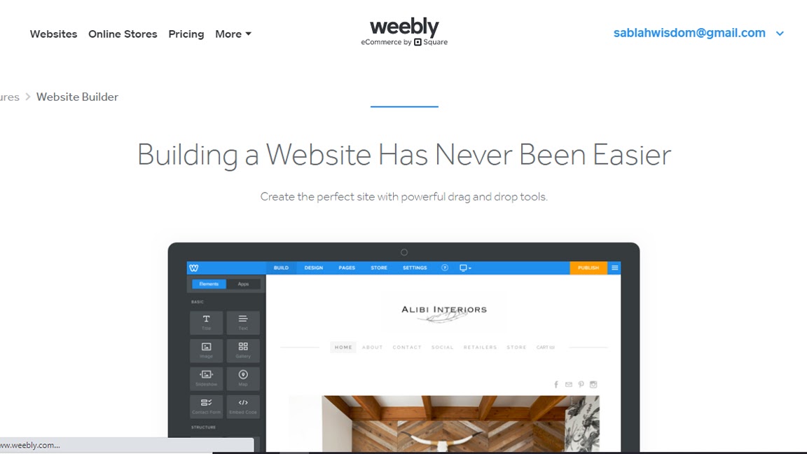 Weebly's homepage