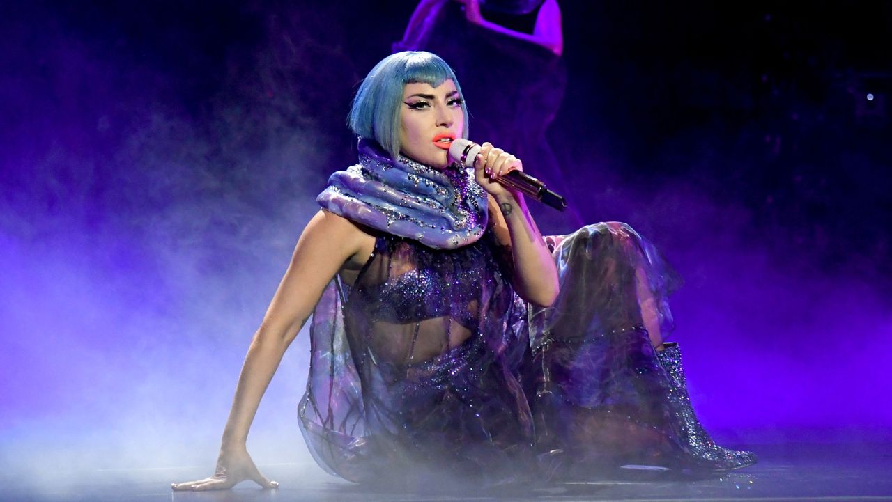 Lady Gaga performs onstage during AT&amp;T TV Super Saturday Night at Meridian at Island Gardens on February 01, 2020 in Miami, Florida.