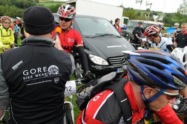The riders chew the breeze before setting off from Llandiloes