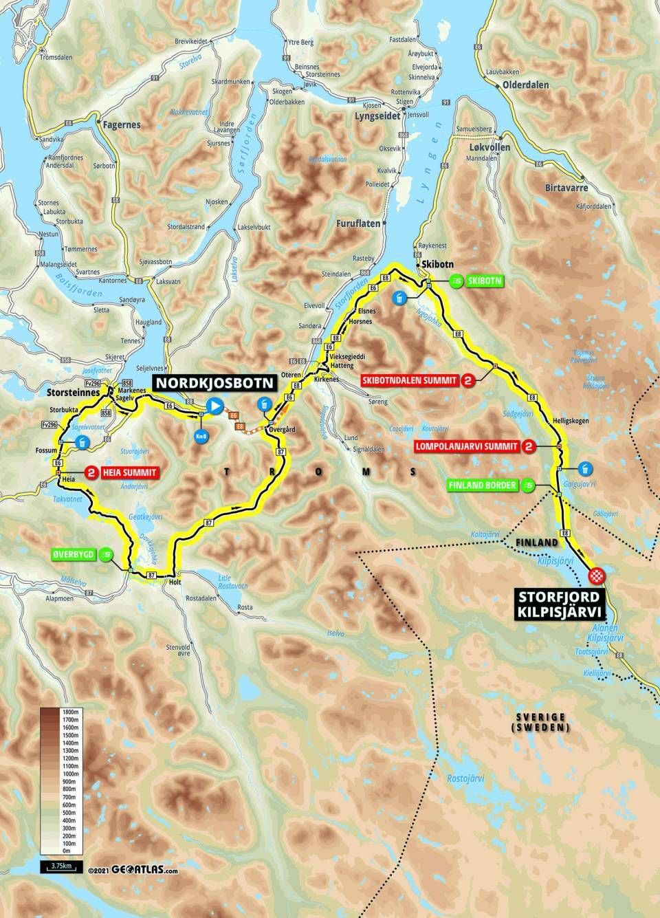 Arctic Race of Norway 2021 maps profiles