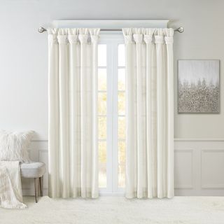 Rivau Faux Silk Lined Twist Tab Window Curtain Panel