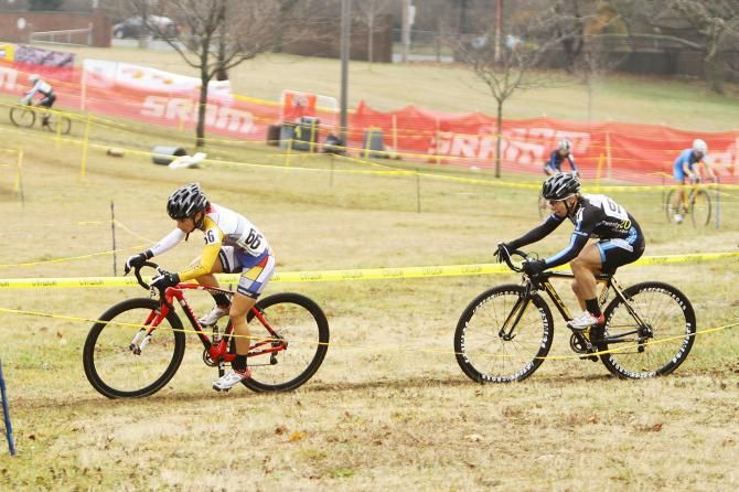 Like clockwork, Arley Kemmerer (C3-Athletes Serving Athletes) takes her place: leading Laura Van Gilder (Mellow Mushroom) out for lap #1.