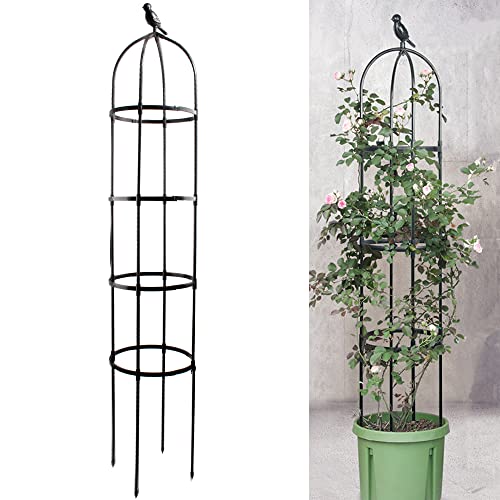 6ft Garden Obelisk Trellis for Climbing Plants-Rustproof Metal Pipe With Heavy Duty Plastic Coated, Garden Outdoor Indoor Potted Plant Support for Clematis Vine Jasmine Support &amp;#65288;black&amp;#65289;