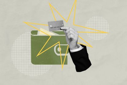 Creative sketch collage of bank switching offers with a credit card and wallet 