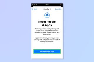 The fourth step of using safety check, the reset people and apps screen