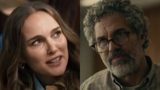 Natalie Portman and Mark Ruffalo in a side-by-side photo.