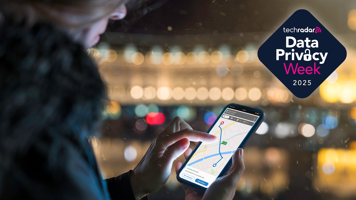 Photograph of a woman looking at map on a smartphone