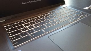 Acer Chromebook 516 GE review; a close up of a gaming laptop keyboard lit up