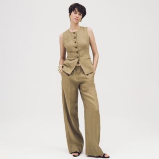 J.Crew, Wide-Leg Essential Pant in Linen