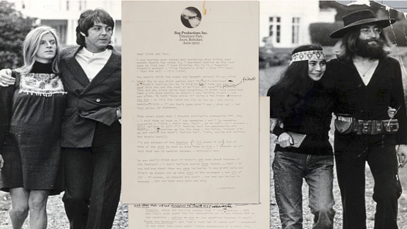 A picture of Lennon&#039;s letter to the McCartney&#039;s