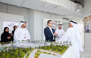 Hyperloop One CEO Rob Lloyd presents the Hyperloop system to officials in the United Arab Emirates.