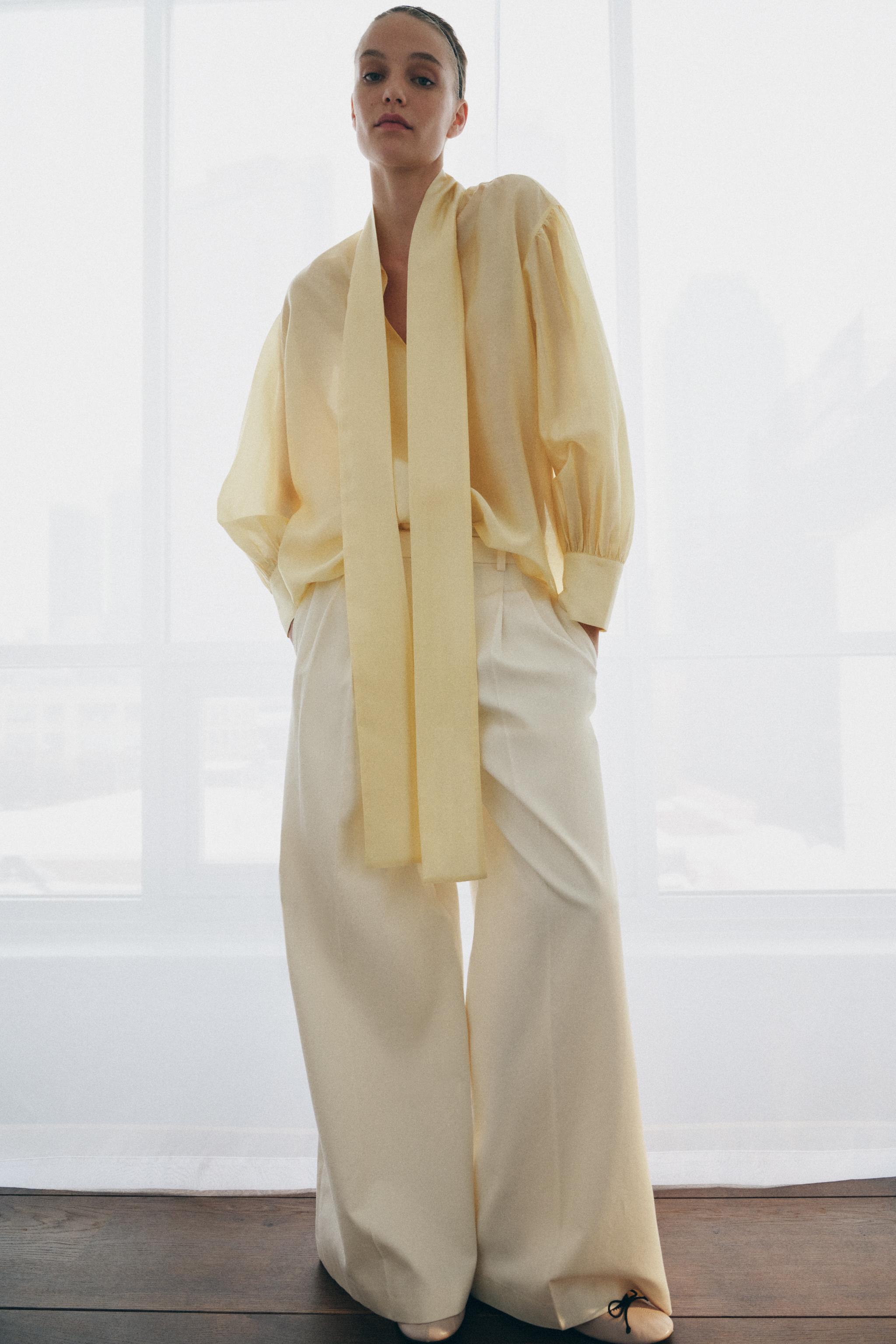 Zw Collection Satin Shirt With Ties