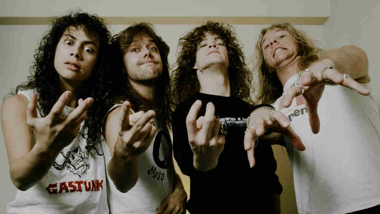 Metallica posing for a photograph in 1986