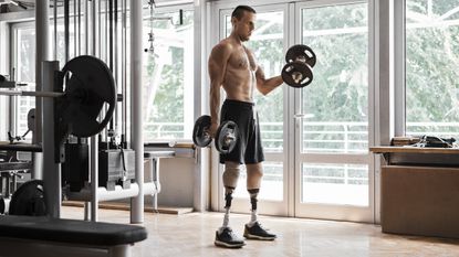 Man working out with dumbbells