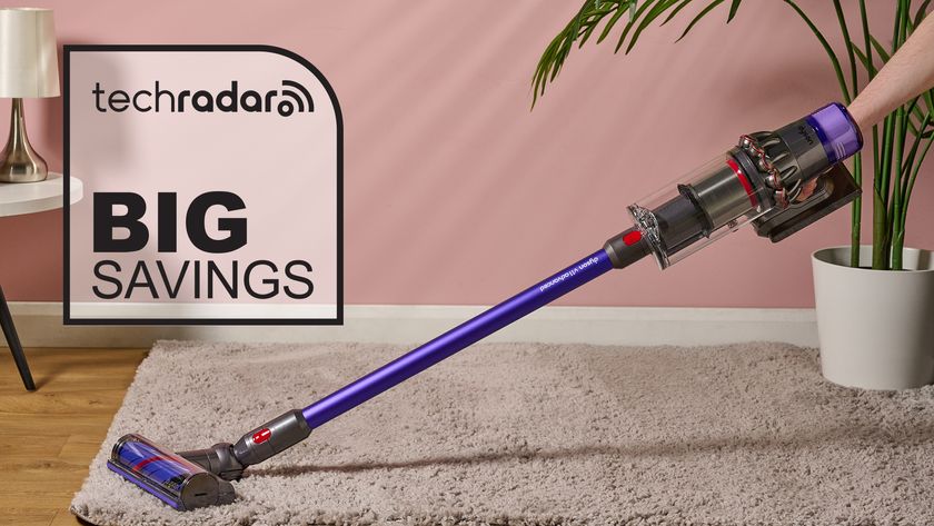 Dyson V11 vacuum with Big Savings graphic