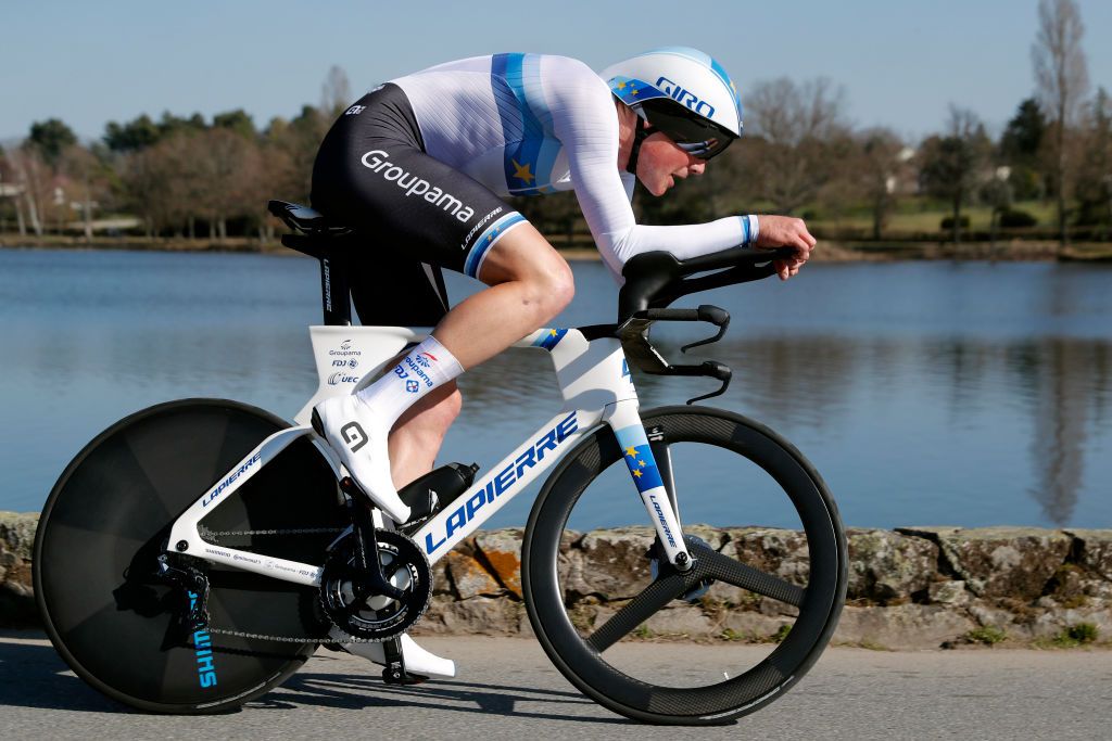 MONTLUCON FRANCE MARCH 09 Stefan Kng of Switzerland and Team Groupama FDJ sprints during 80th Paris Nice 2022 Stage 4 a 134km individual time trial from Domrat to Montluon ParisNice WorldTour on March 09 2022 in Montlucon France Photo by Bas CzerwinskiGetty Images