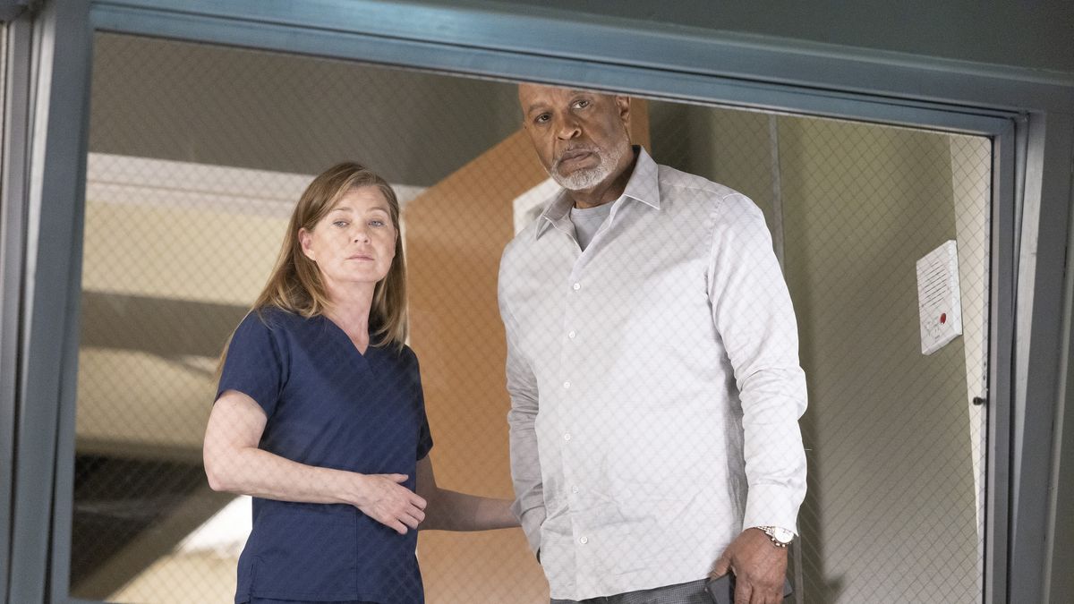 Ellen Pompeo and James Pickens Jr. as Meredith and Richard in Grey&#039;s Anatomy