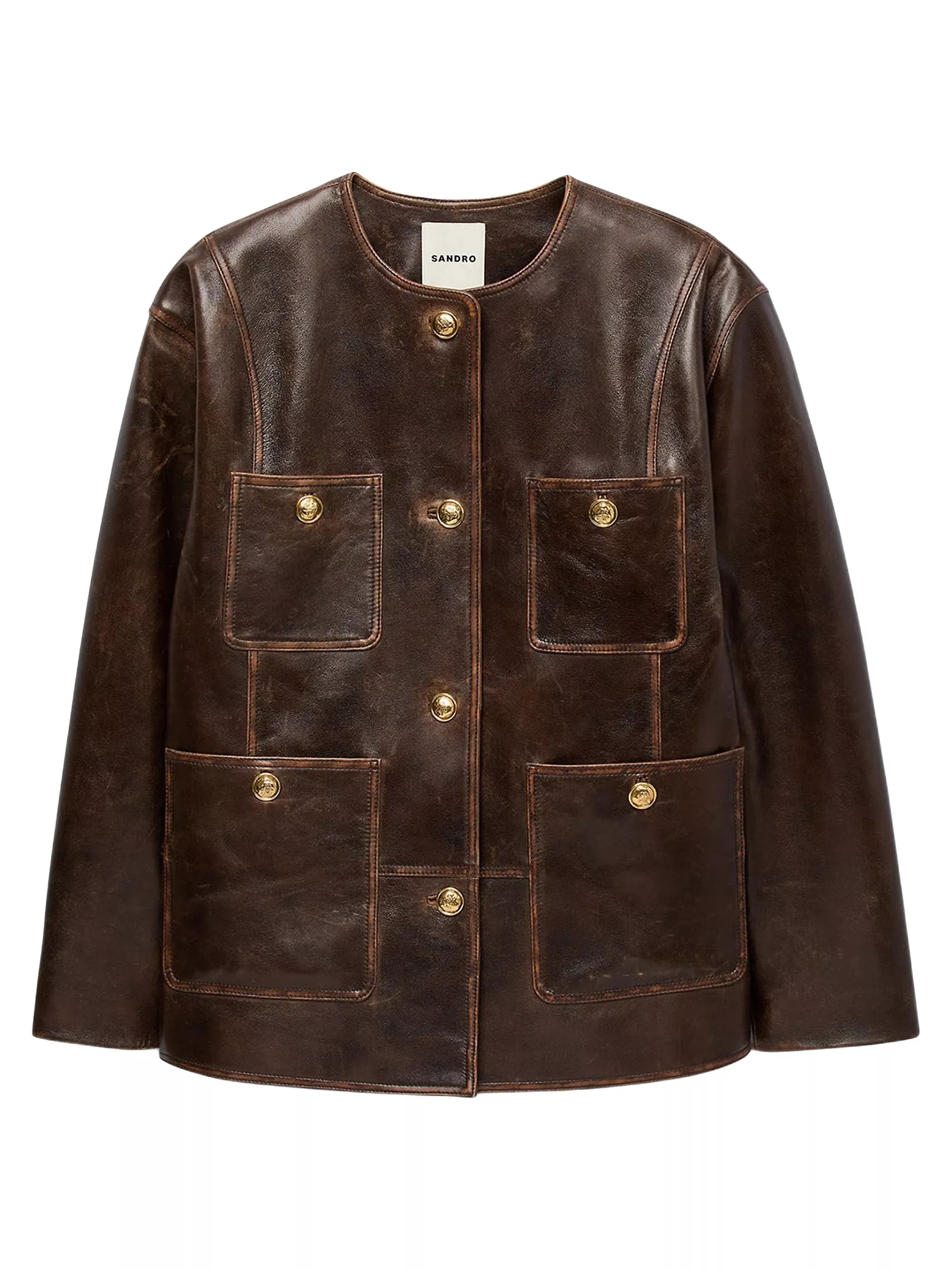Long Distressed Leather Jacket