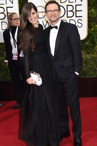 Christian Slater and Brittany Lopez at the Golden Globes 2016