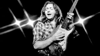 Rory Gallagher photographed for his Top Priority album cover on 11th June 1979.