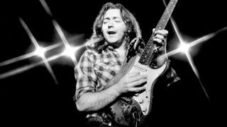 Rory Gallagher – holding his beloved '61 Strat – photographed for his Top Priority album cover on June 11, 1979