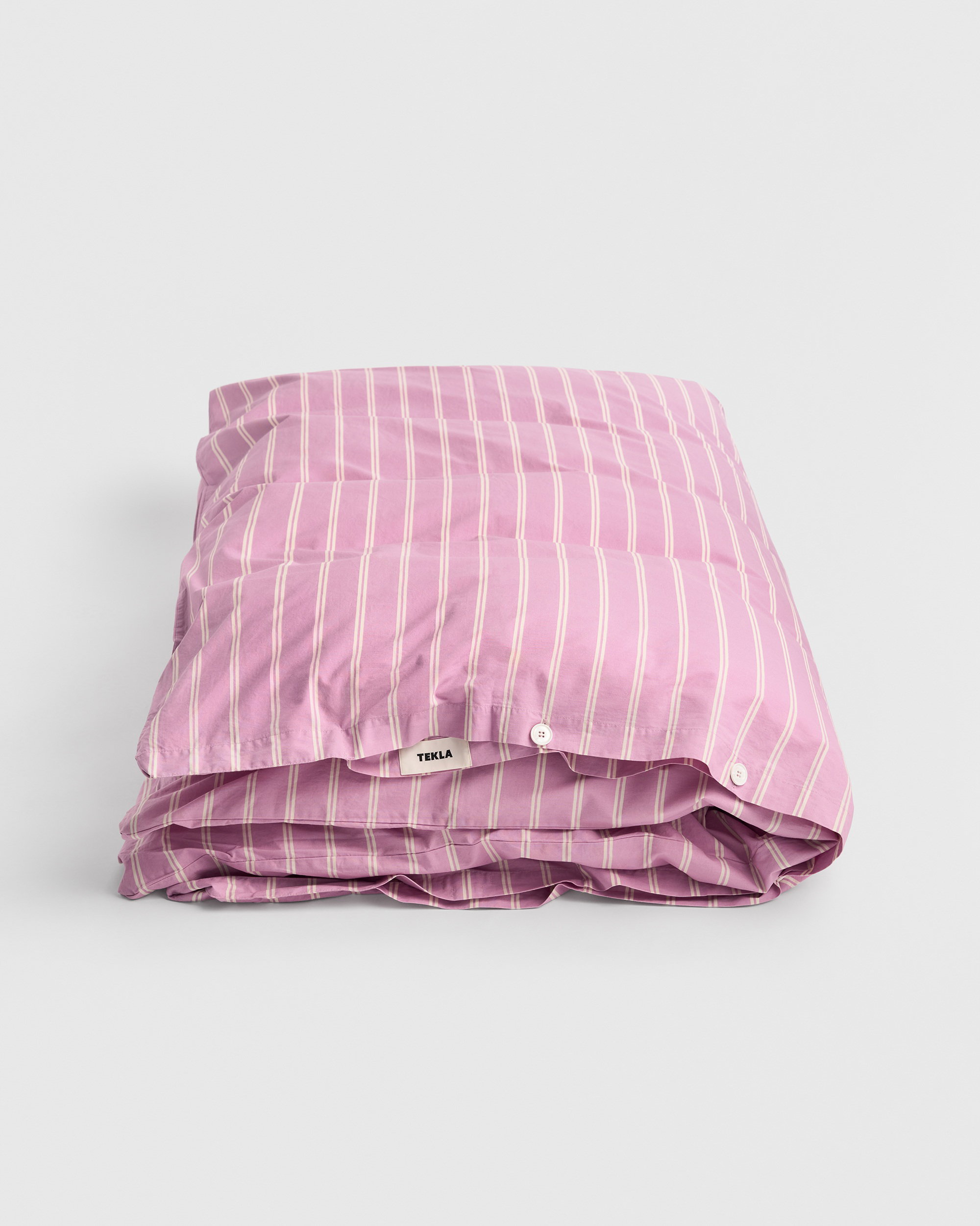 Tekla Fabrics Percale Duvet Cover &amp;ndash; Mallow Pink Stripes