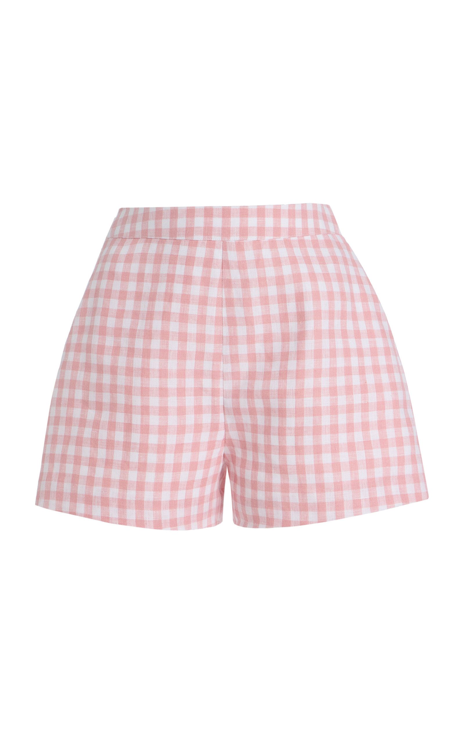 Exclusive Riviera Perri Checked Linen Shorts