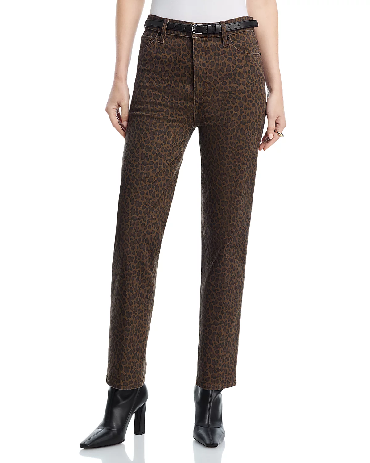 Le Sleek Straight High Rise Jeans in Leopard