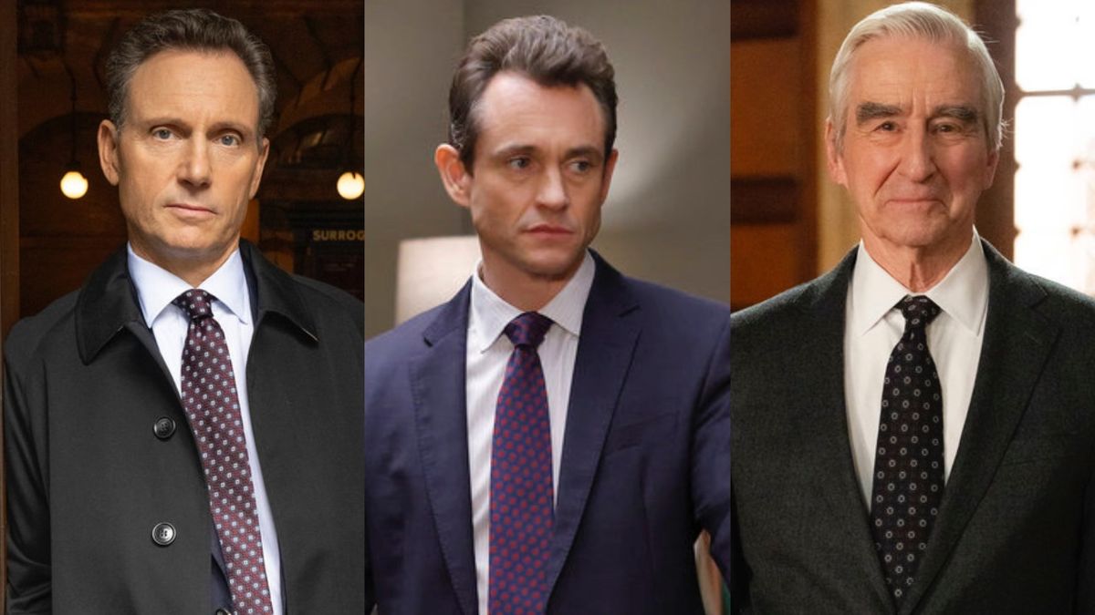 Tony Goldwyn as DA Baxter, Hugh Dancy as ADA Price, and Sam Waterston as DA Jack McCoy in Law &amp; Order