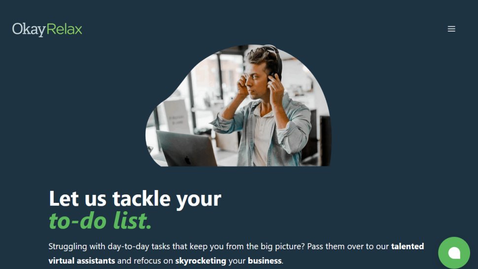 OkayRelax website screenshot (August 2025).