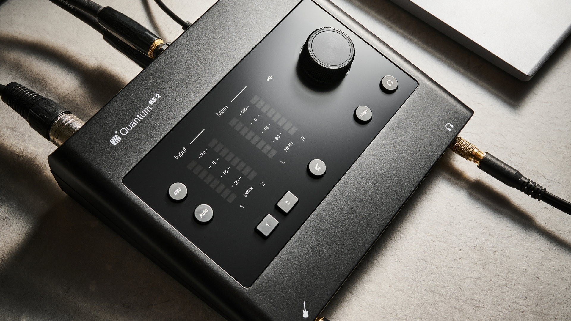 An audio interface on a desktop