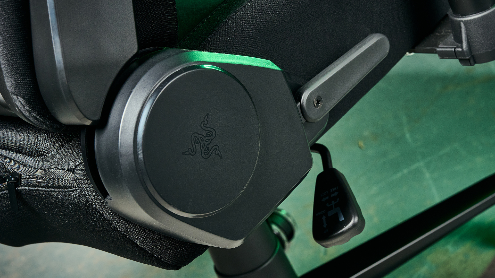 The Razer Soma Chroma chair's recline mechanism.