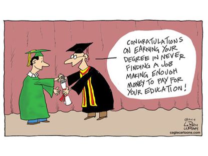Editorial cartoon Graduation college debt