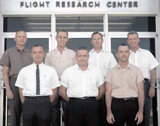 Neil Armstrong (at top left) was one of seven test pilots at NASA's Flight Research Center when this was taken in 1962.